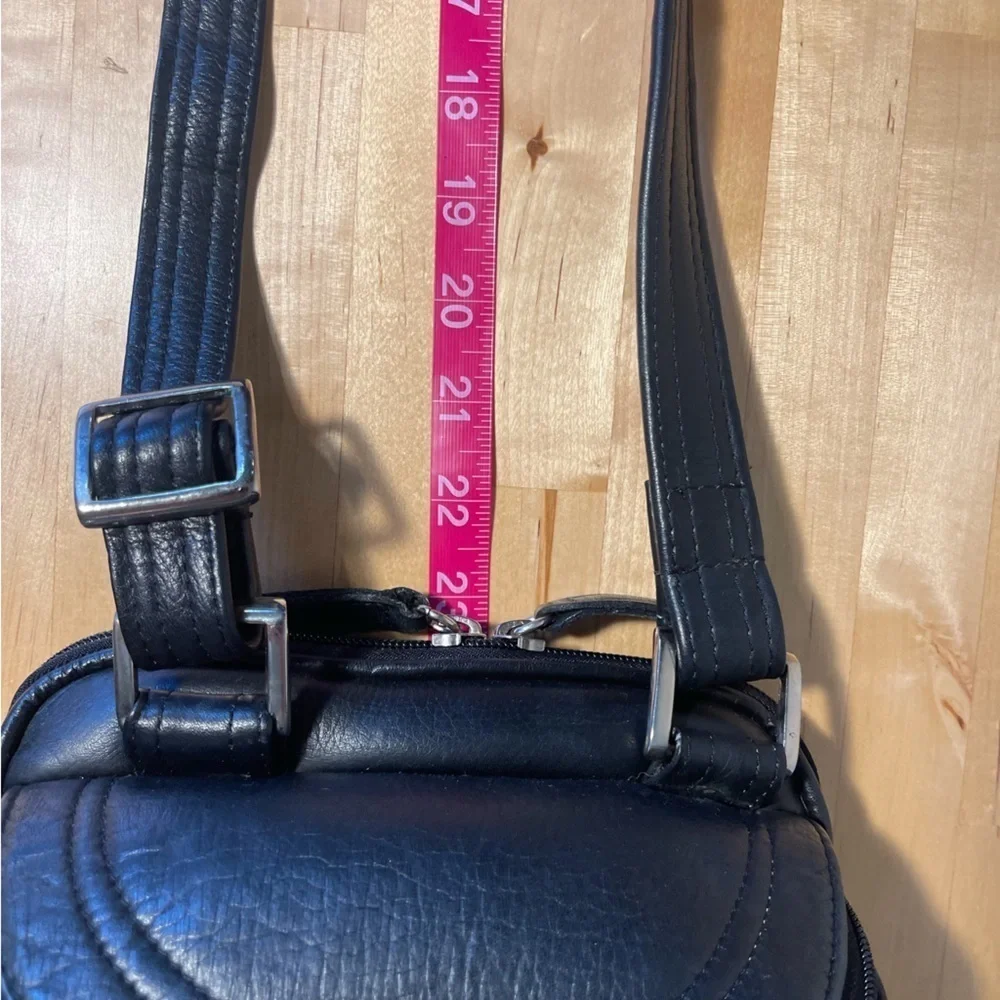 LATICO Black Leather Crossbody Organizer Bag RFID Wallet Travel Messenger Purse